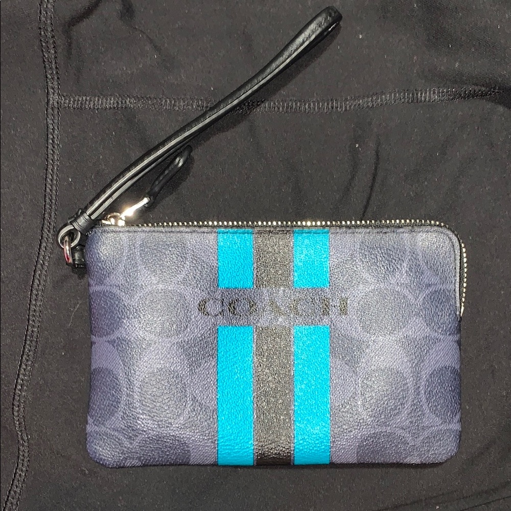 Coach Blue and Black Wristlet